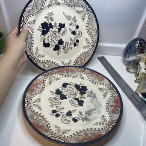 Antique Pair 1880s Impressed DOULTON BURSLEM England ALMA Pattern 10 1/2" Plates